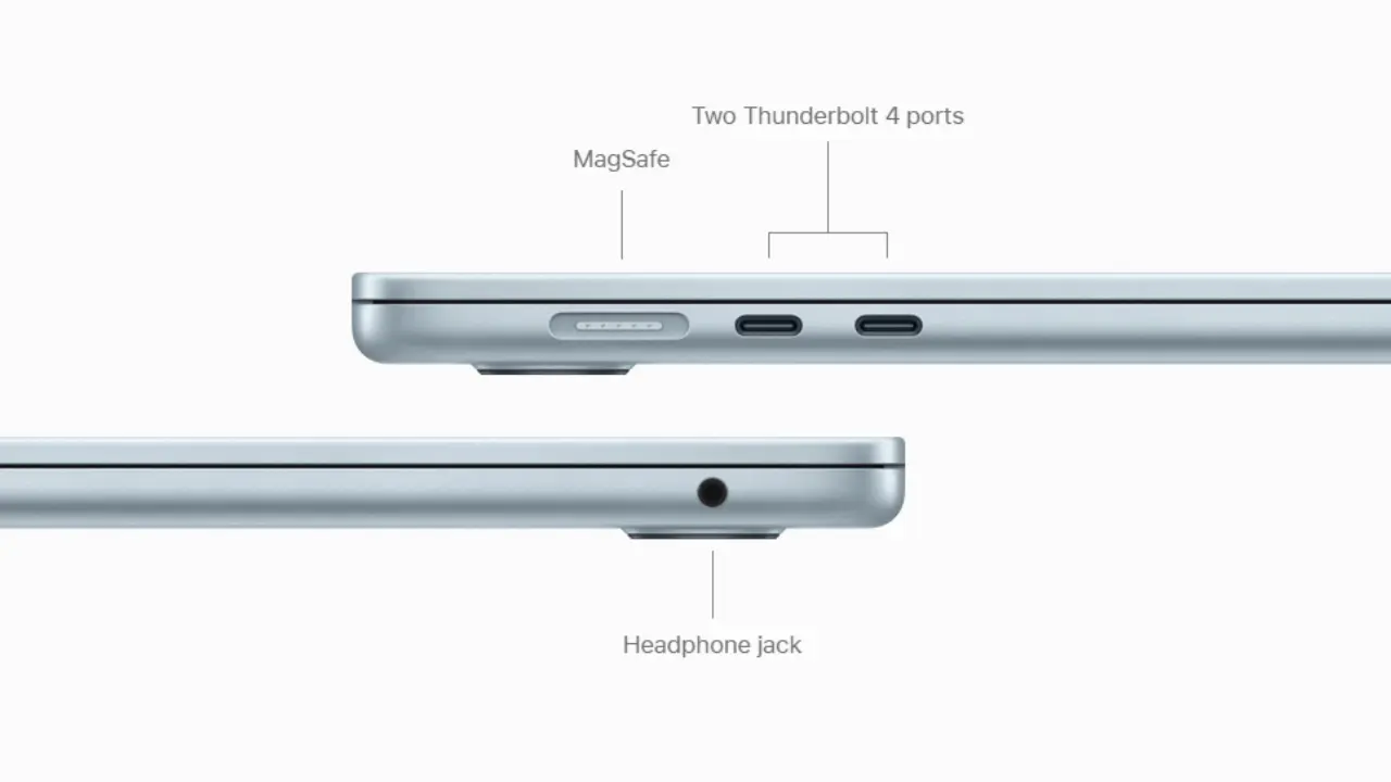 Apple M4 MacBook Air 2025 showcasing charging ports and connectivity options