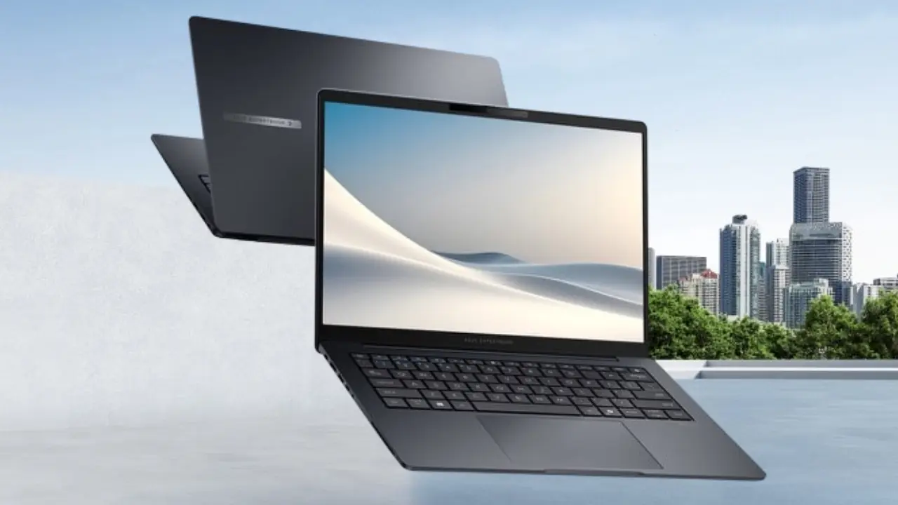 The ASUS ExpertBook B5 on a modern executive desk.